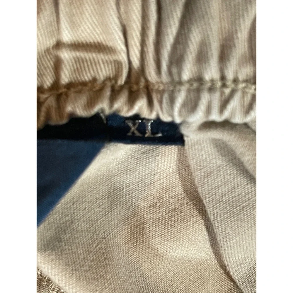 Polo Ralph Lauren Khaki Chino Shorts Mens XL Tan Elastic Waist Green Pony Logo